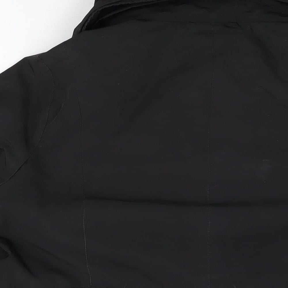 Betty Jackson Black Womens Black Overcoat Coat Size 16 Zip - Belted