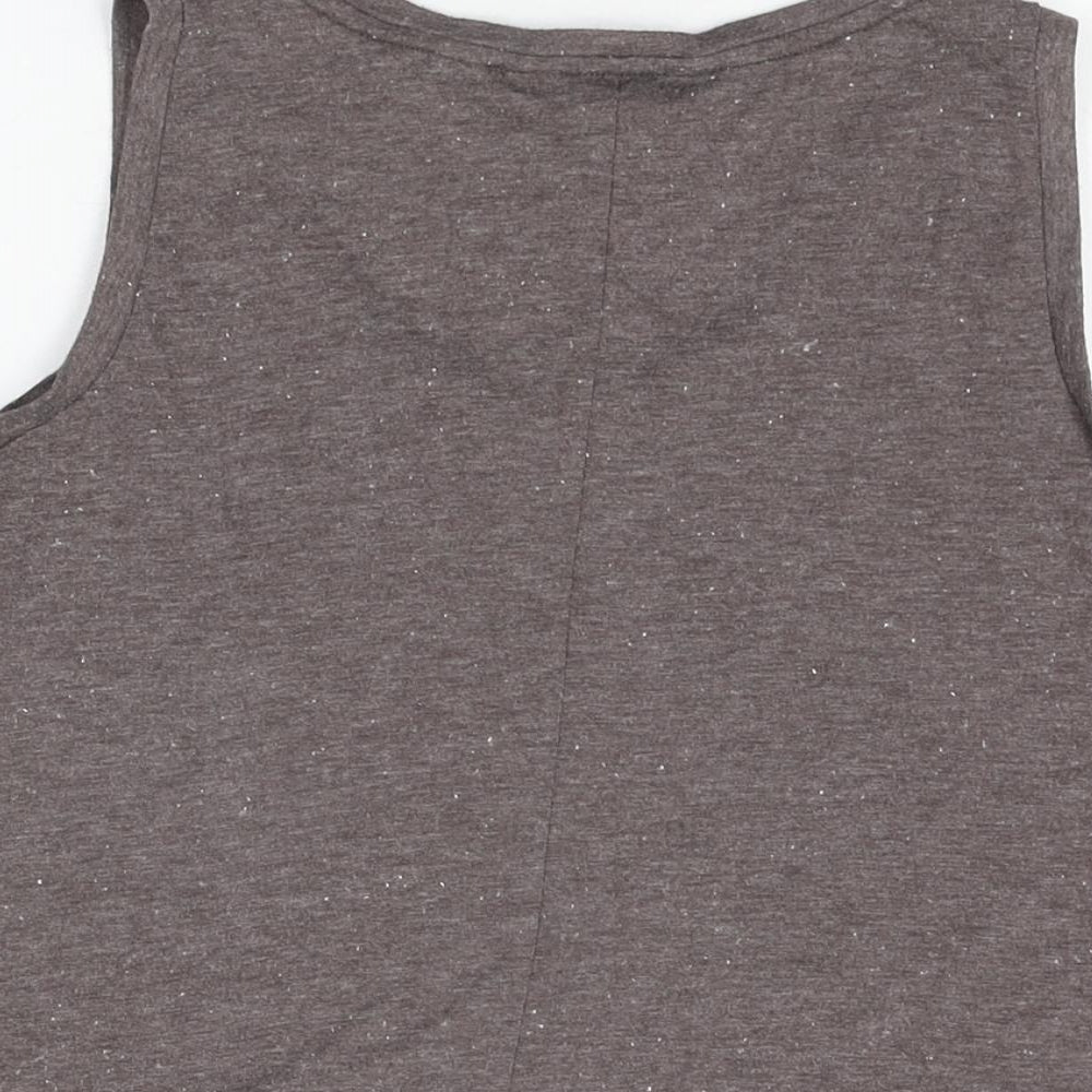 Arabella & Addison Womens Brown Viscose Basic Tank Size 12 Round Neck