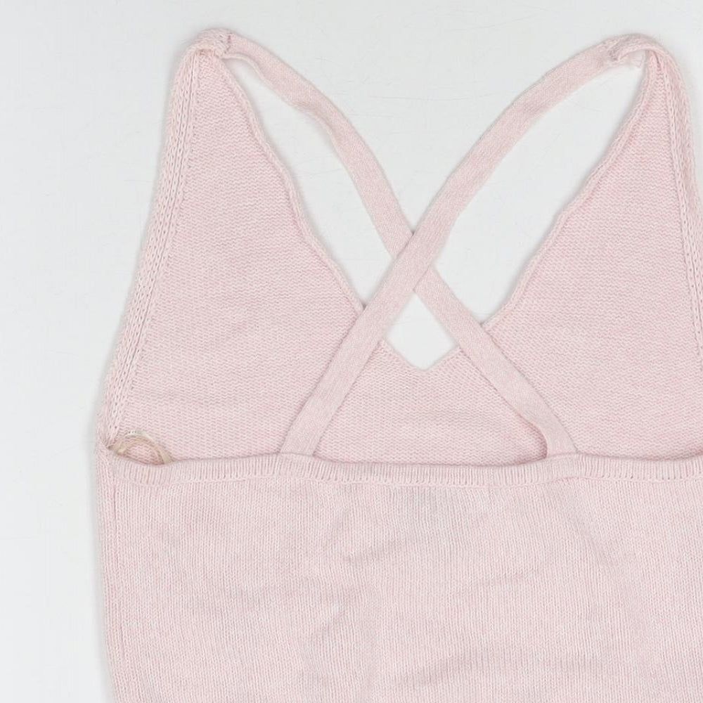 FOREVER 21 Womens Pink Cotton Basic T-Shirt Size M V-Neck