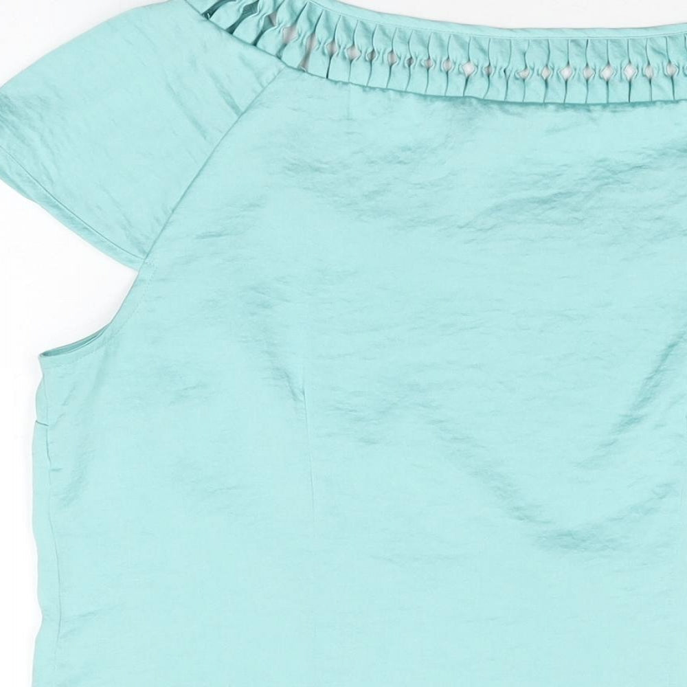 H&M Womens Blue Polyester Basic Blouse Size 12 Round Neck