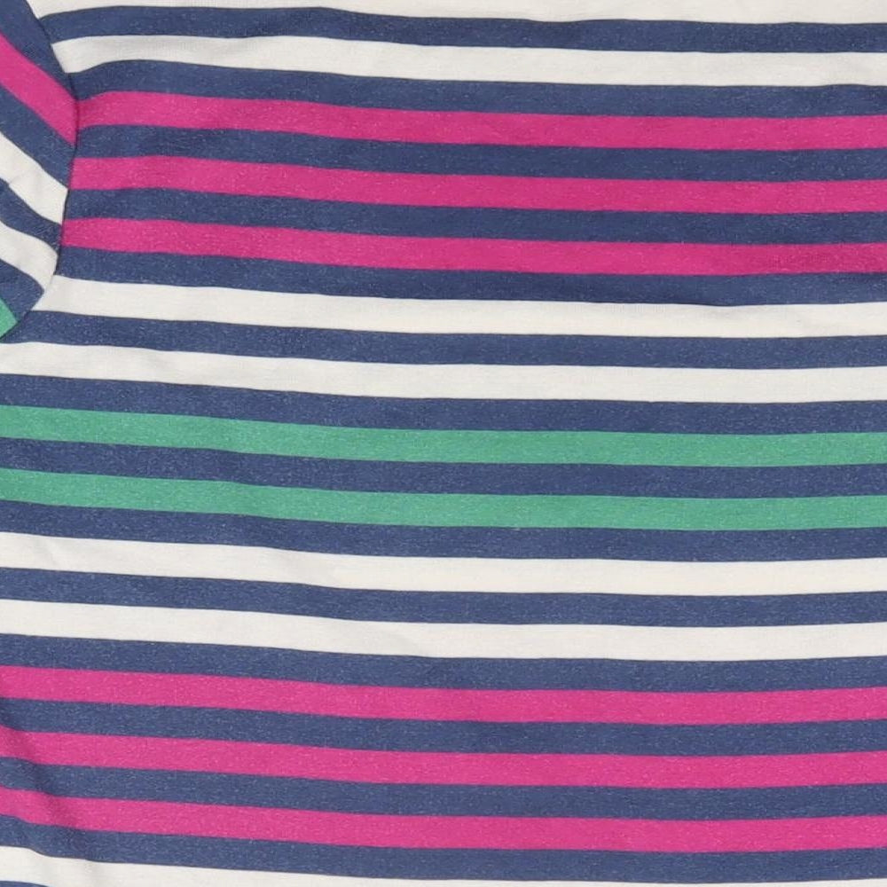 Bonmarché Womens Multicoloured Striped Cotton Basic T-Shirt Size M Round Neck