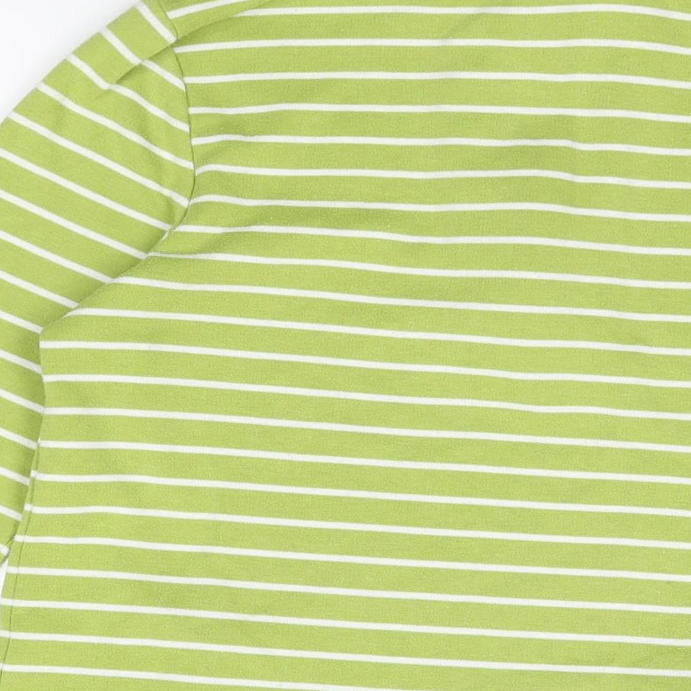 Bonmarché Womens Green Striped Polyester Pullover Sweatshirt Size S Zip