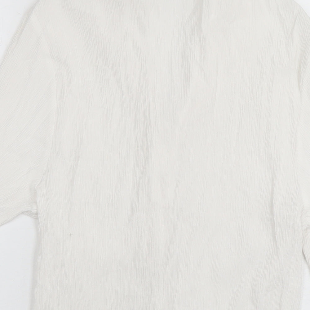 Topshop Womens White Viscose Basic Button-Up Size 8 Collared