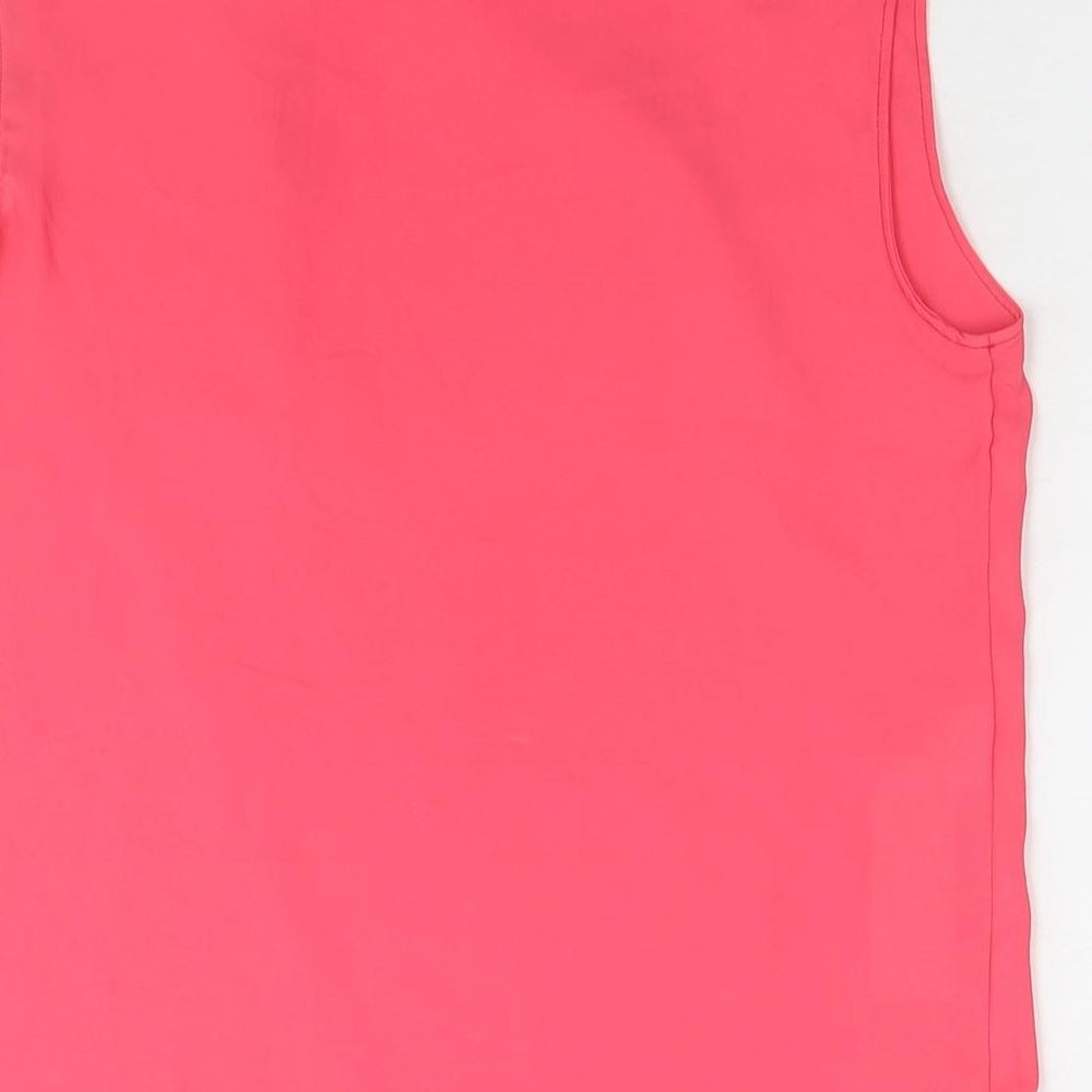 Mango Womens Pink Polyester Basic Blouse Size XS Round Neck