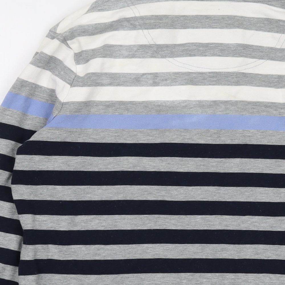 Maine Womens Grey Striped Cotton Pullover Sweatshirt Size 10 Button