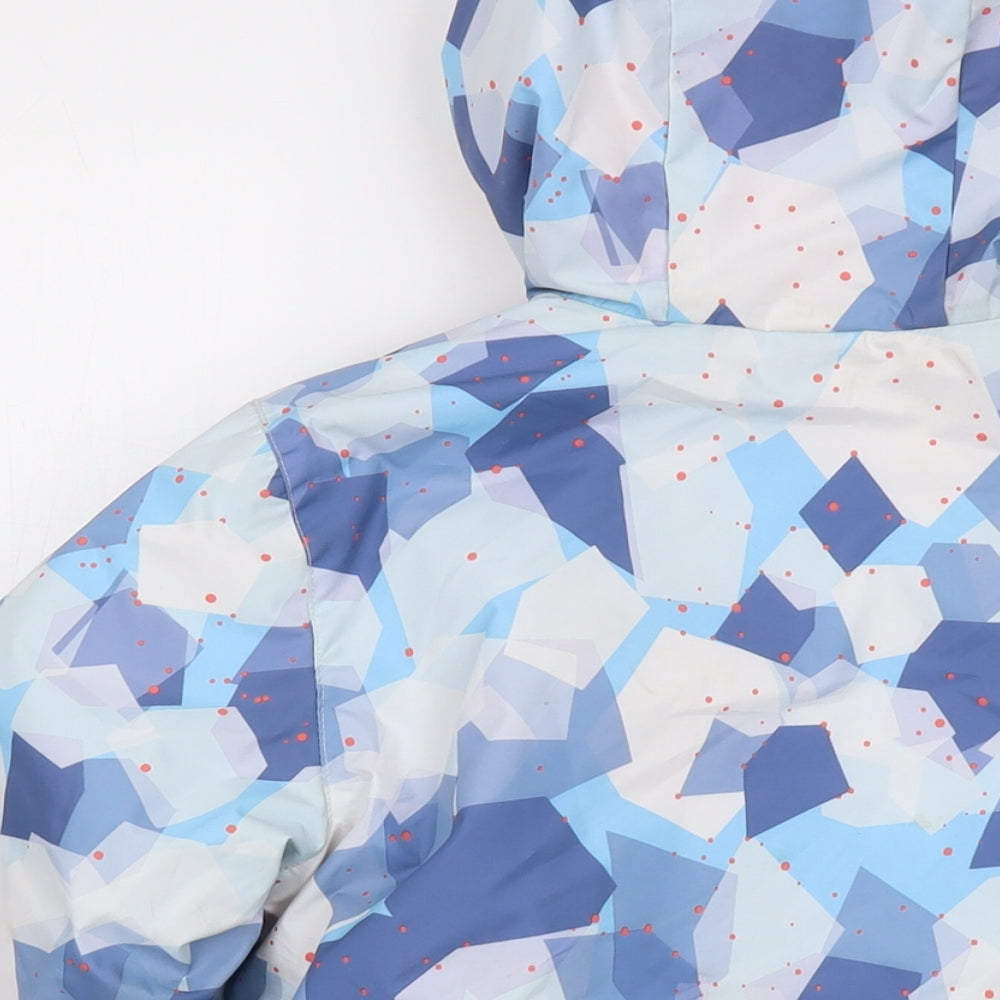 Reverse Boys Blue Geometric Jacket Size 10 Years Zip