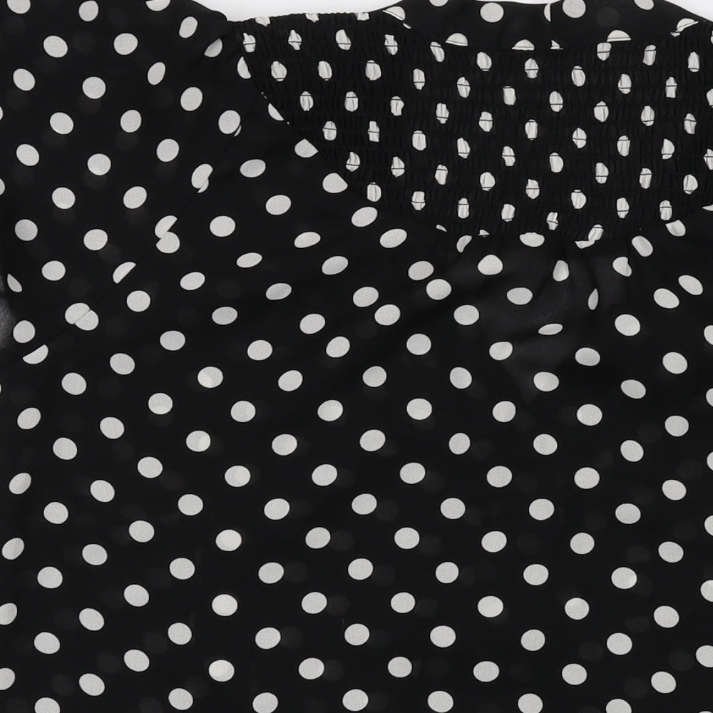 Bodyflirt Womens Black Polka Dot Polyester Basic Blouse Size 14 V-Neck