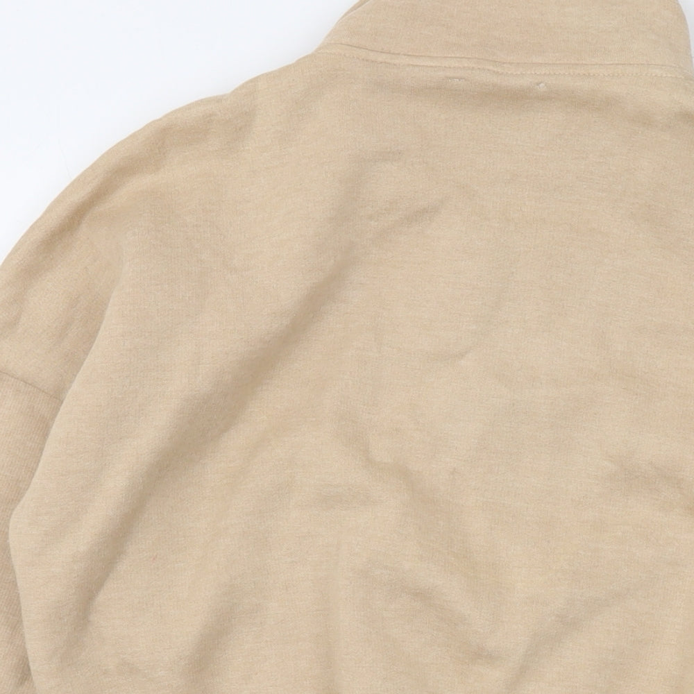 PRETTYLITTLETHING Womens Beige Polyester Pullover Sweatshirt Size S Zip