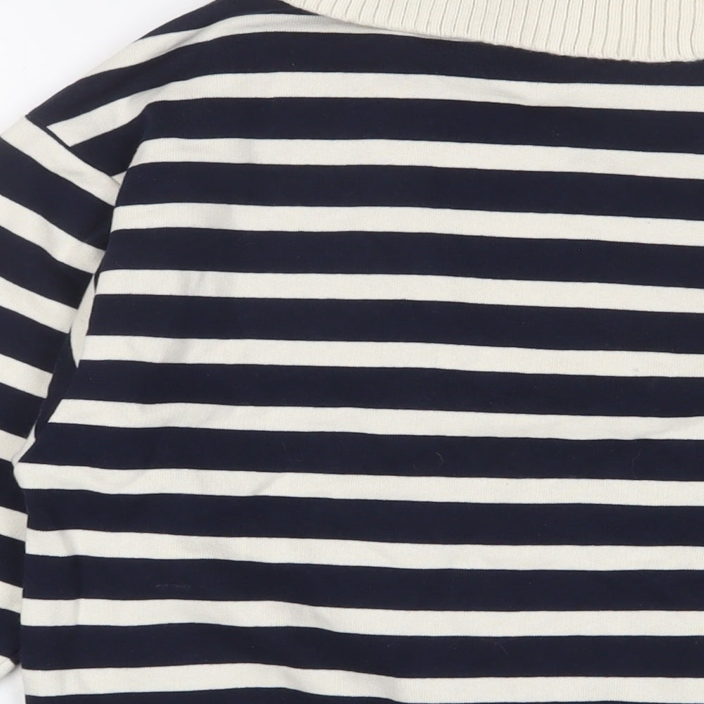 Marks & Spencer Womens Blue Striped Cotton Pullover Sweatshirt Size S Zip