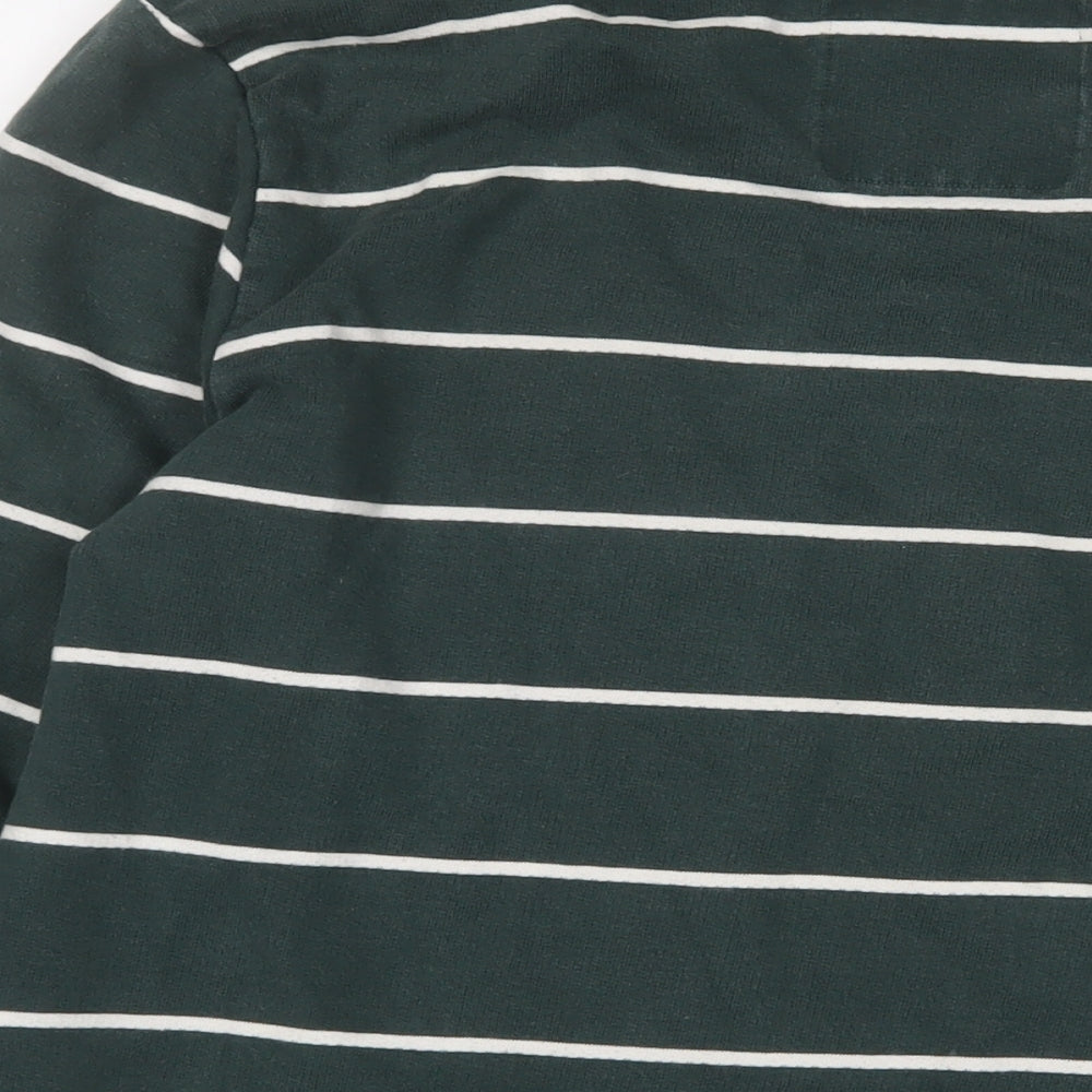 NEXT Mens Green Striped Cotton Pullover Sweatshirt Size L