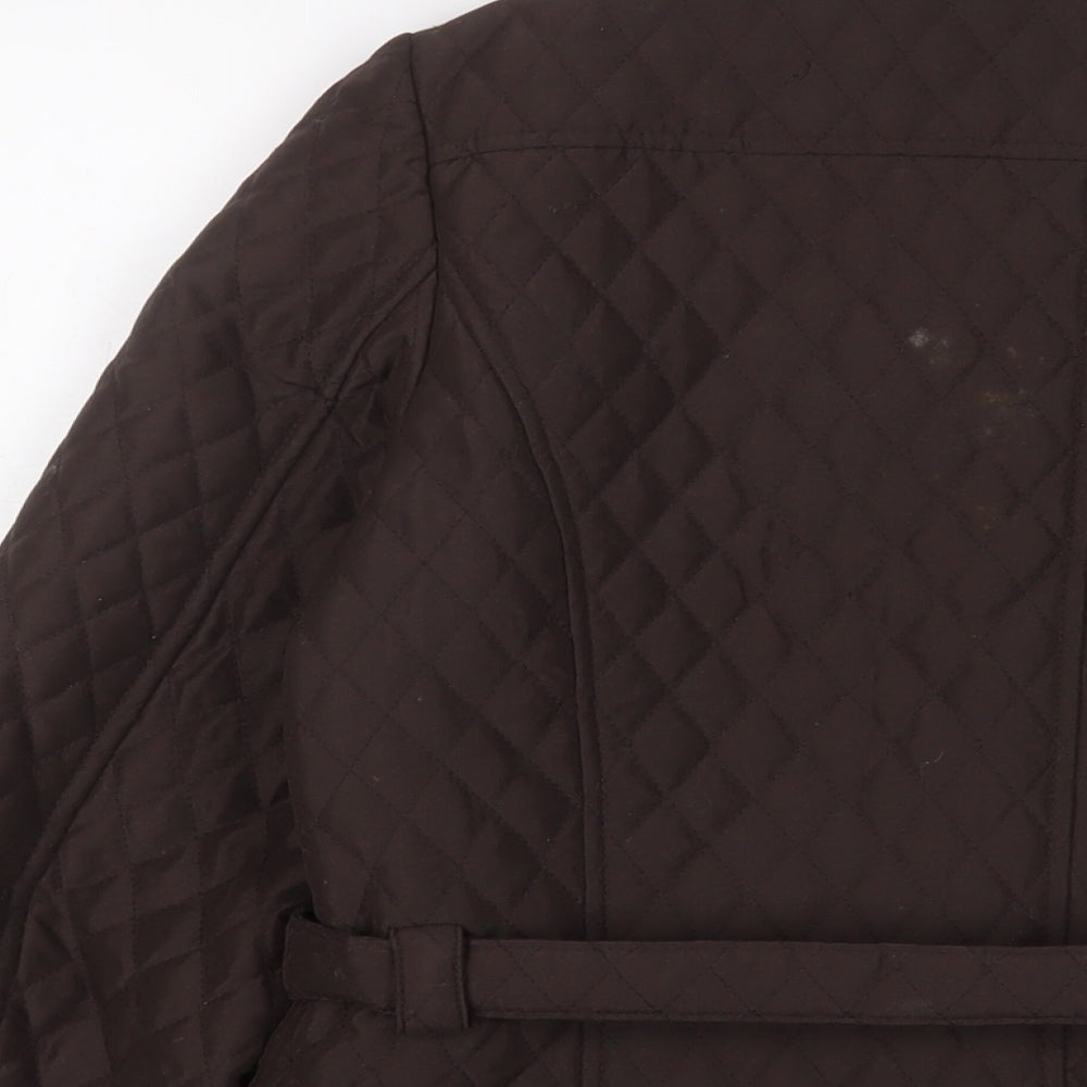 David Barry Womens Brown Jacket Size 14 Snap - Belted