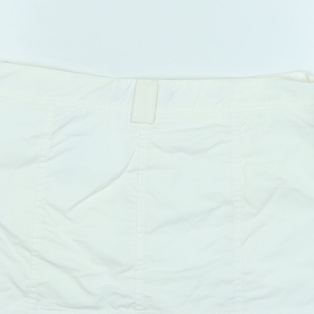 Zara Womens White Cotton A-Line Skort Size S Regular Zip