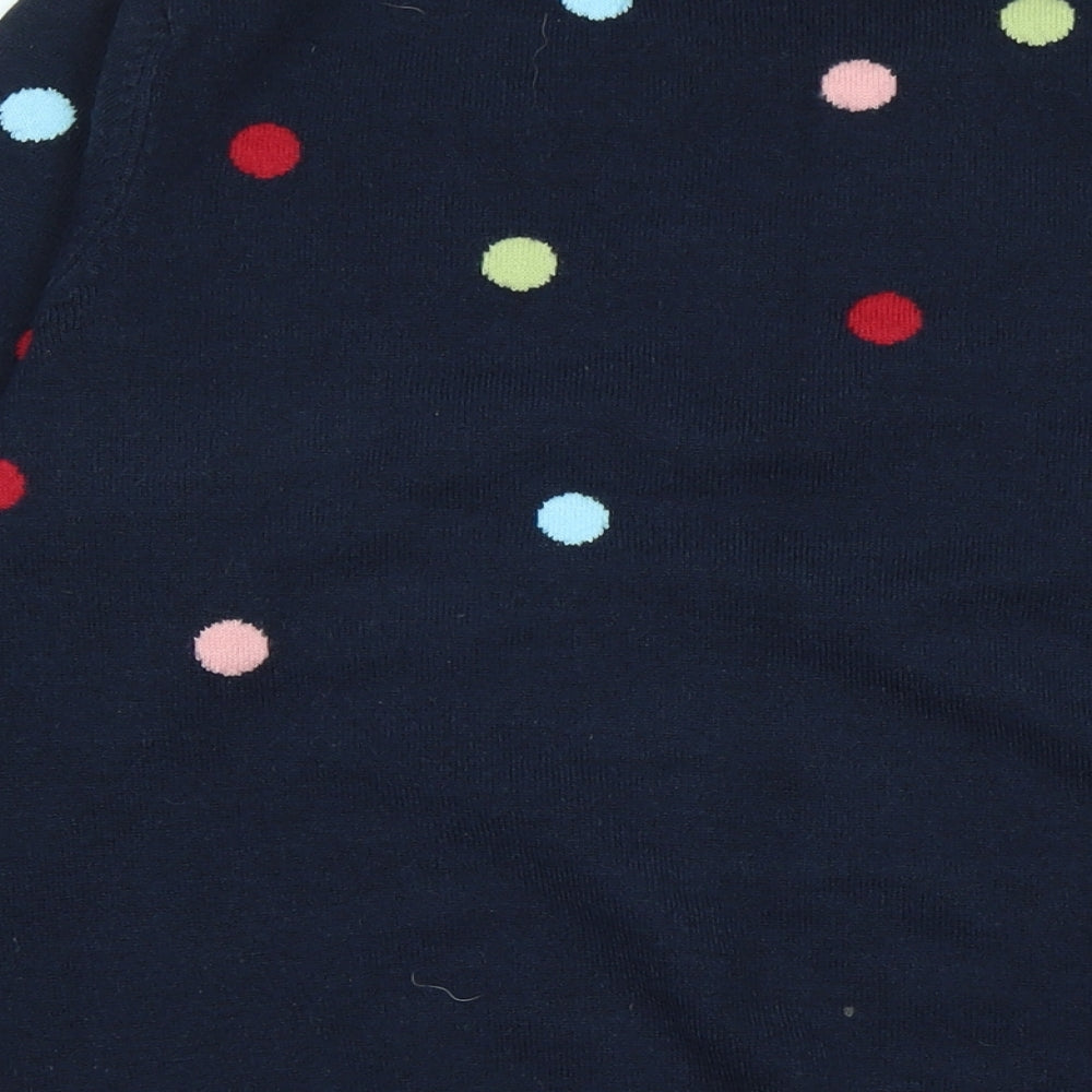 Marks & Spencer Womens Blue Crew Neck Polka Dot Acrylic Pullover Jumper Size 16