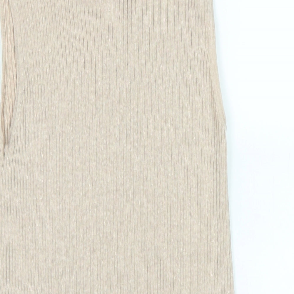 Linea Womens Beige Mock Neck Polyester Vest Jumper Size 12