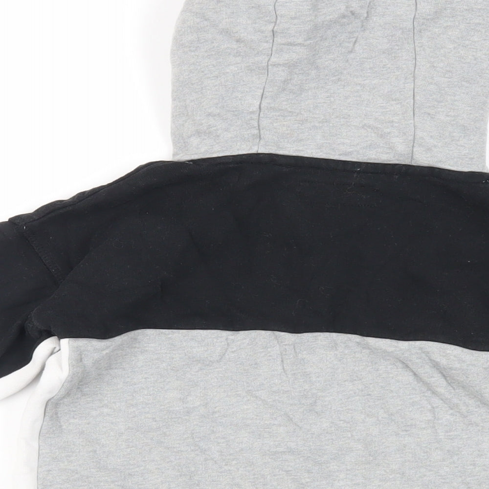 Next Boys Grey Colourblock Cotton Pullover Hoodie Size 5 Years Pullover