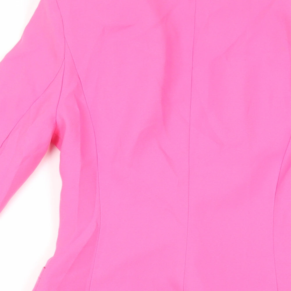 PRETTYLITTLETHING Womens Pink Jacket Blazer Size 6 Snap