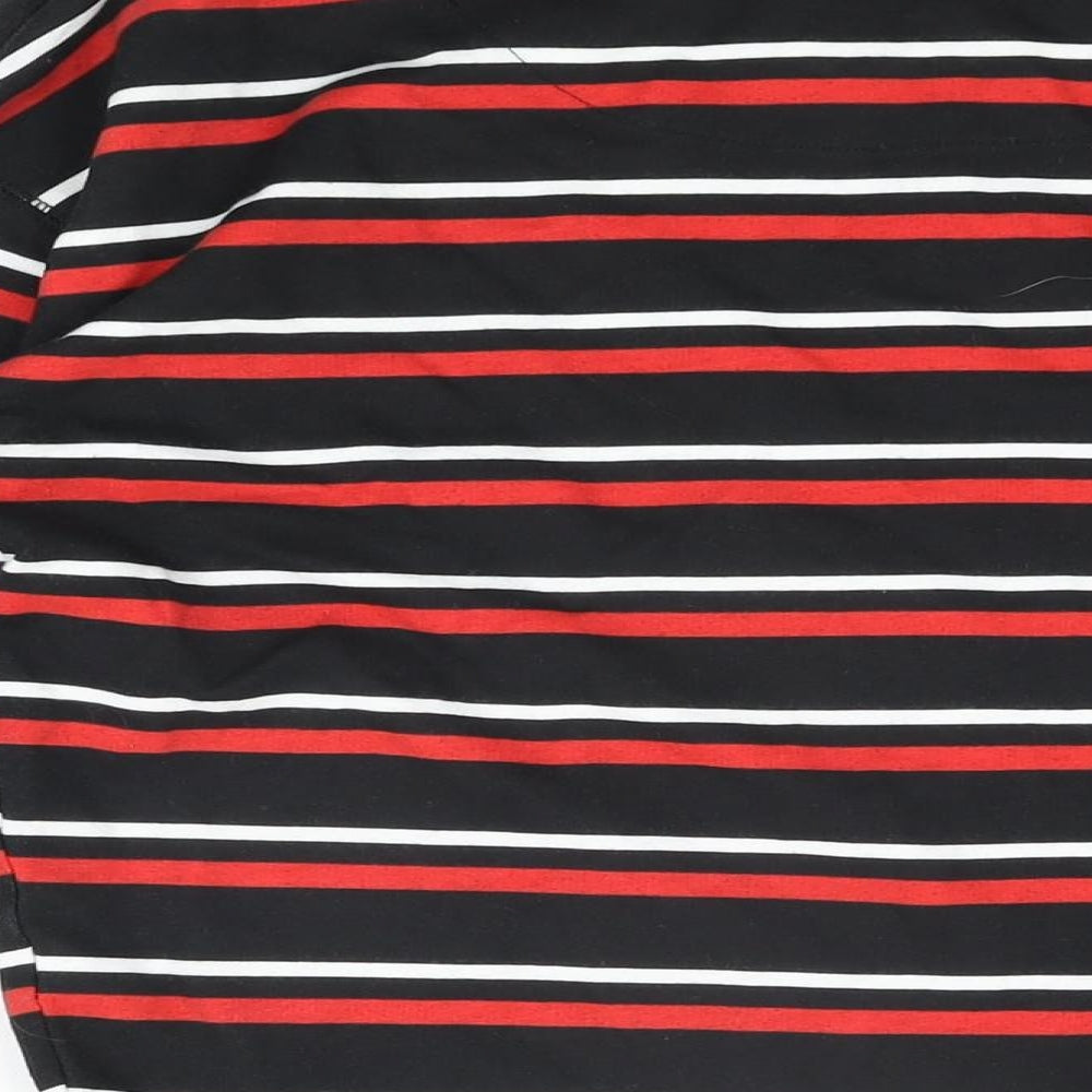 NEXT Womens Black Striped Cotton Basic T-Shirt Size 10 Round Neck