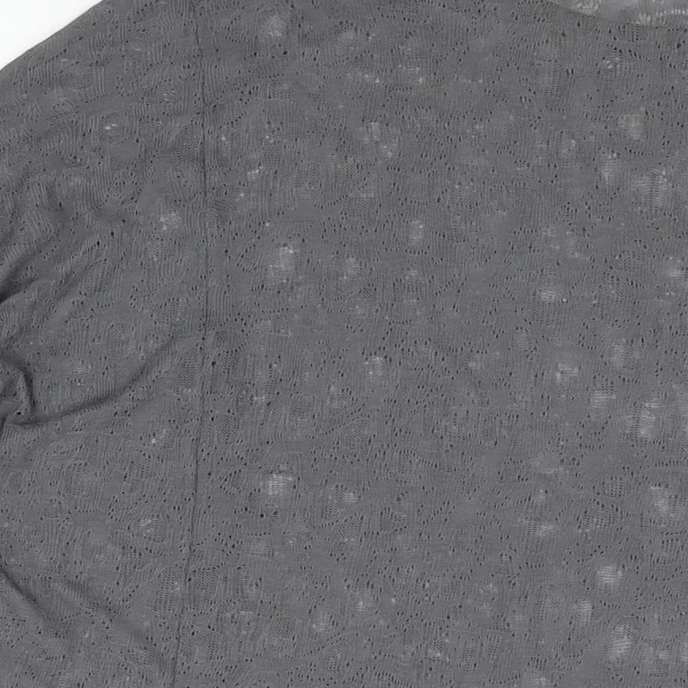 Label Lab Womens Grey Geometric Polyester Basic T-Shirt Size 16 Round Neck