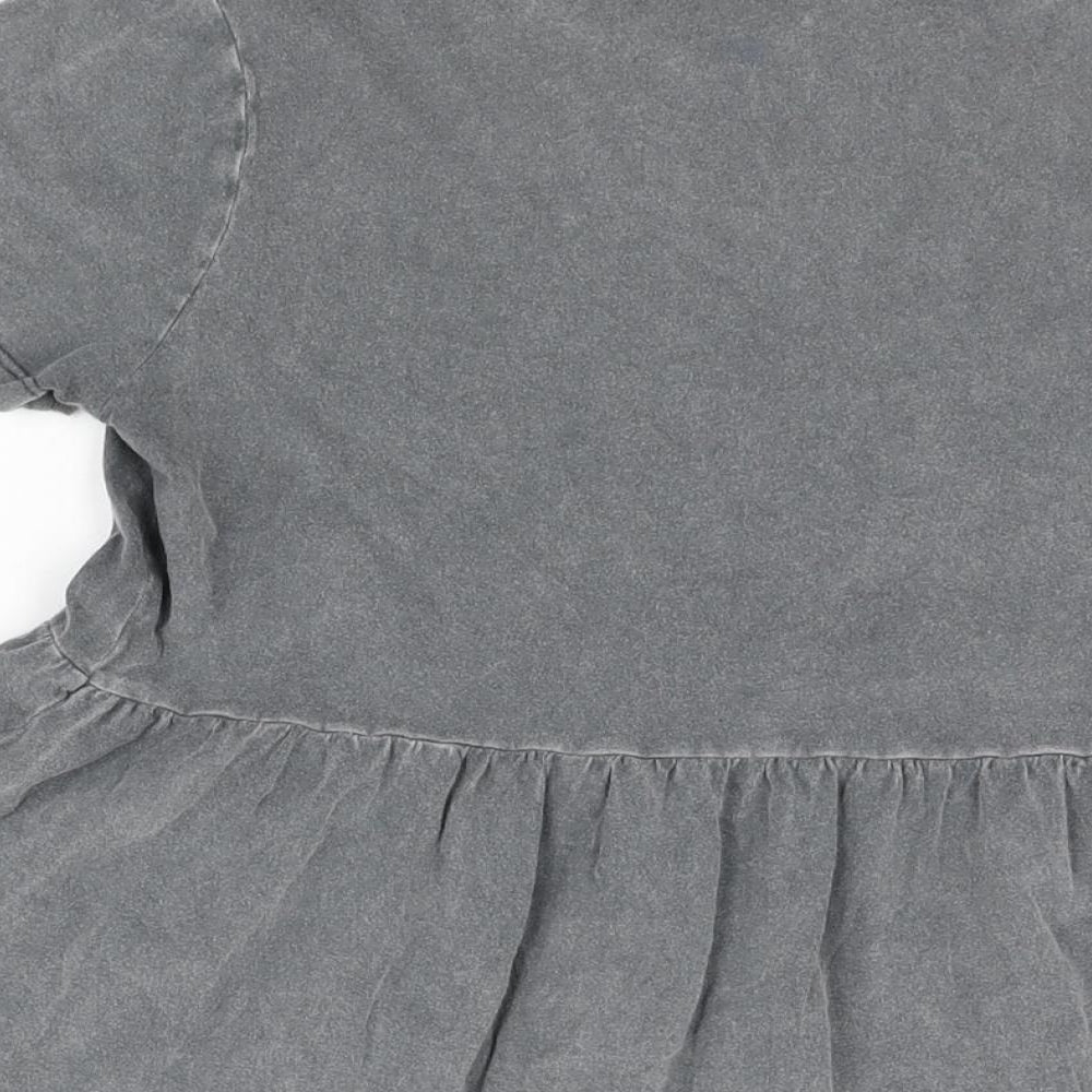 New Look Womens Grey Cotton Basic T-Shirt Size 10 Round Neck