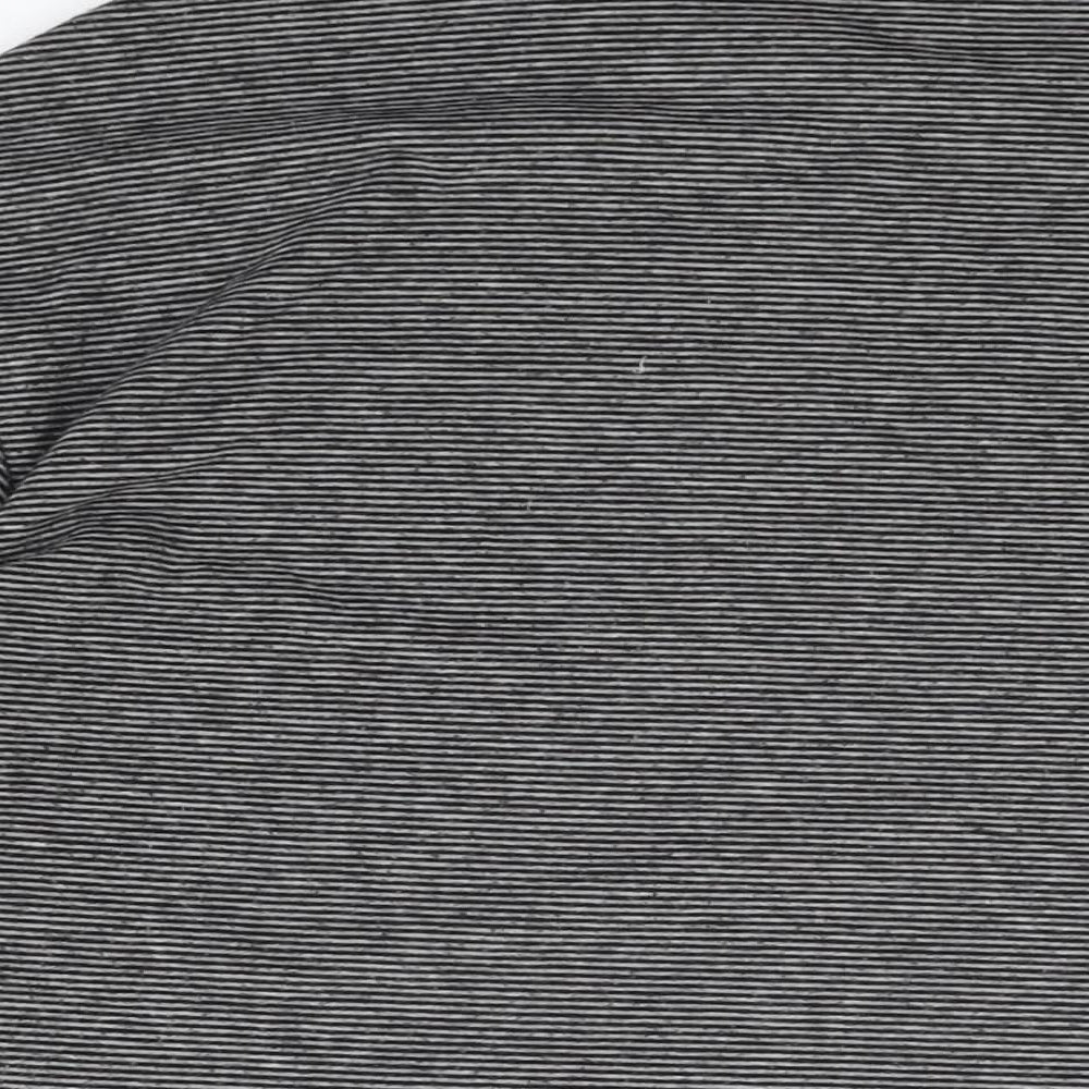 Marks & Spencer Womens Grey Striped Viscose Basic T-Shirt Size 14 Round Neck