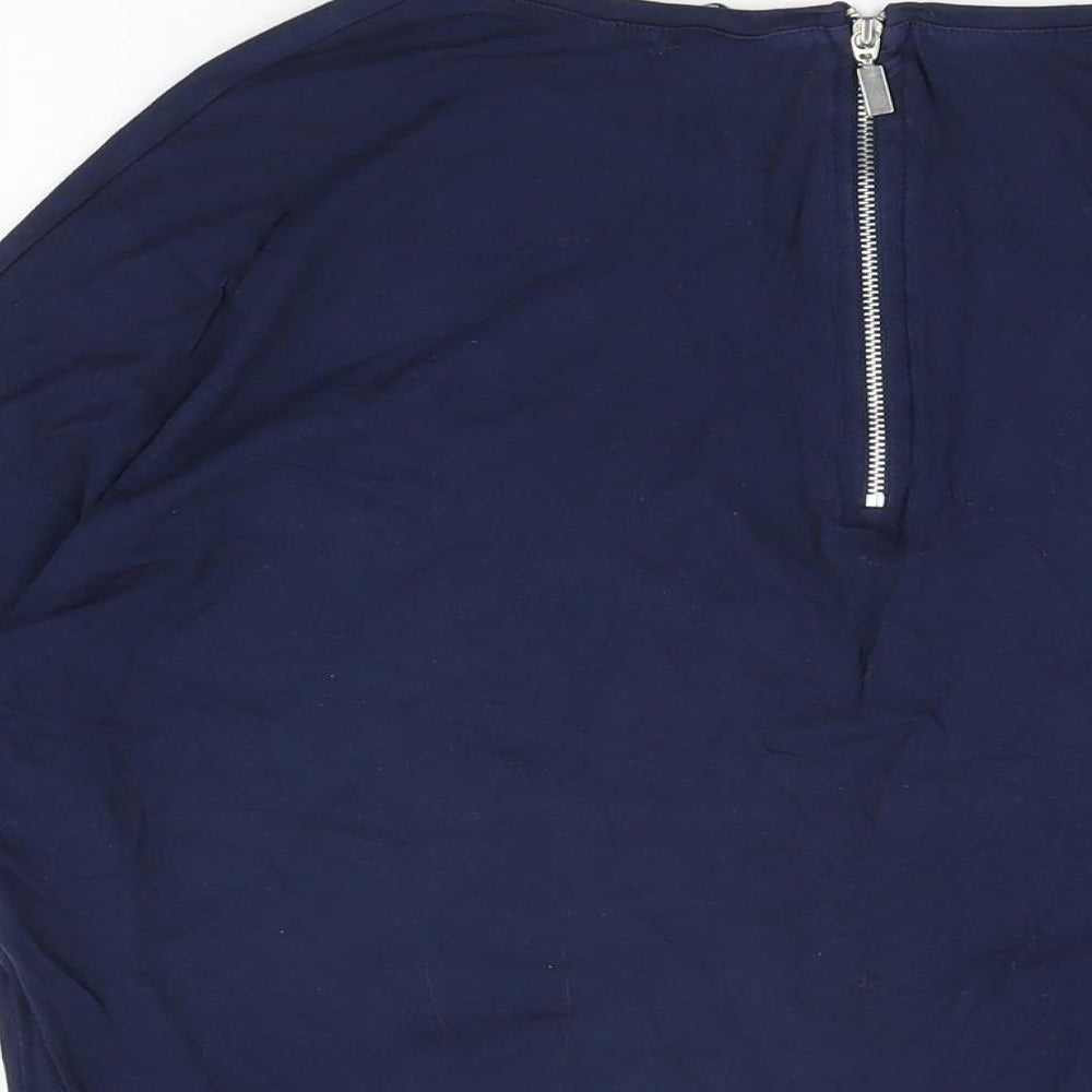 Select Womens Blue Viscose Basic T-Shirt Size 12 Round Neck