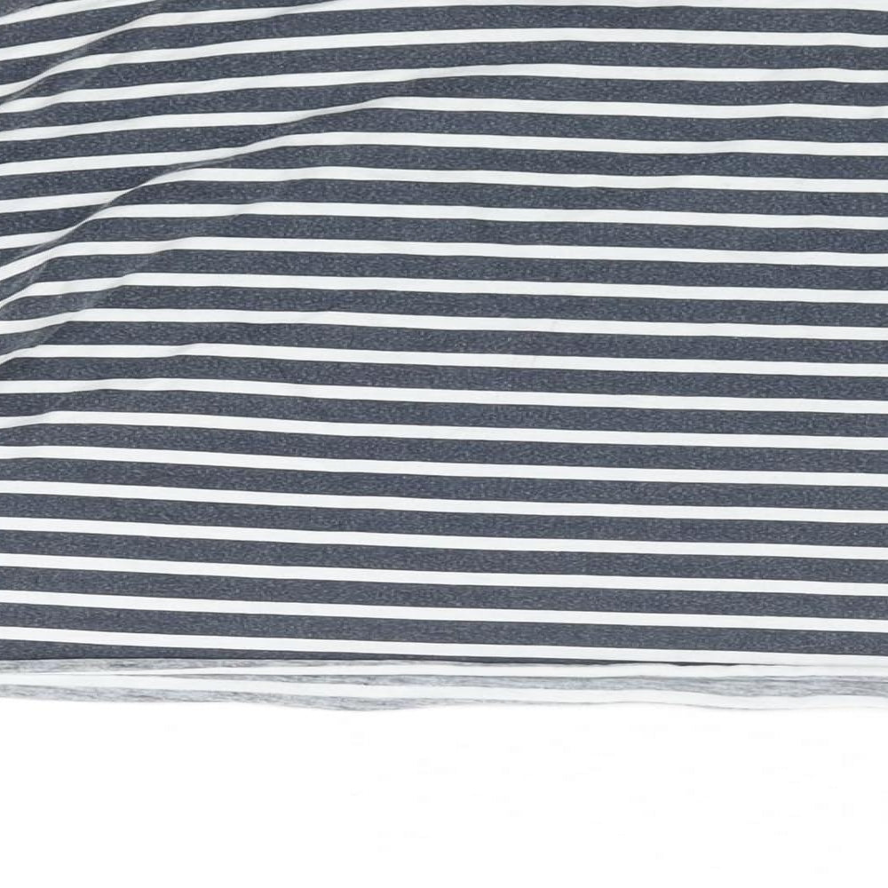 Missguided Womens Blue Striped Cotton Cropped T-Shirt Size 12 Round Neck