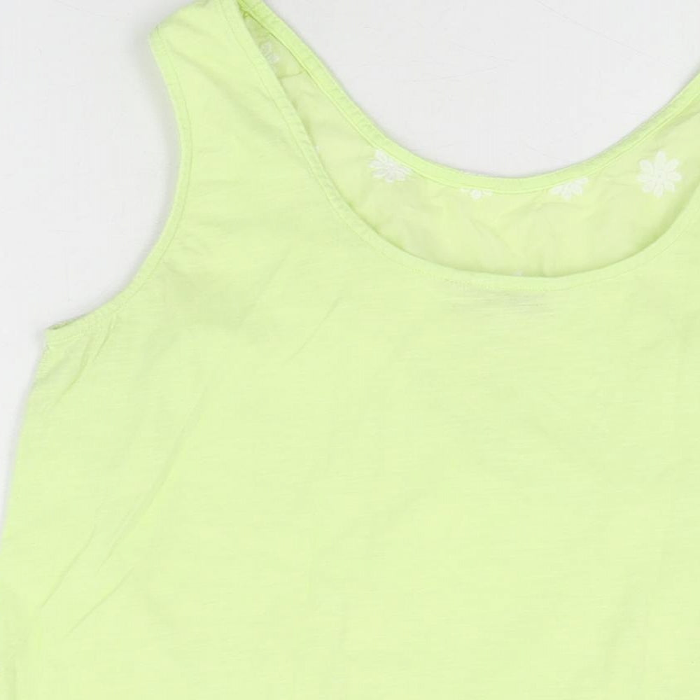 NEXT Womens Green Floral Cotton Basic T-Shirt Size 14 Round Neck