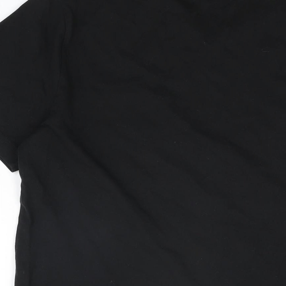 Criminal Mens Black Cotton T-Shirt Size M V-Neck