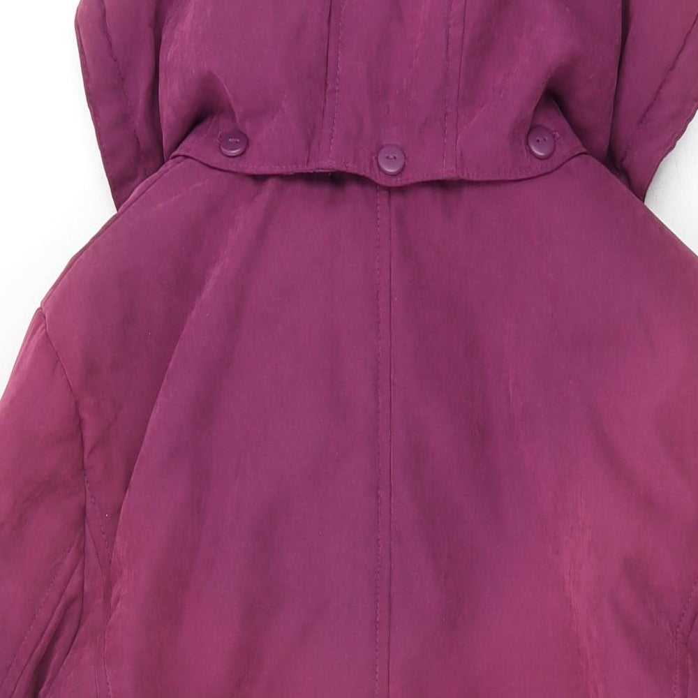 Bonmarché Womens Purple Geometric Overcoat Coat Size 14 Zip