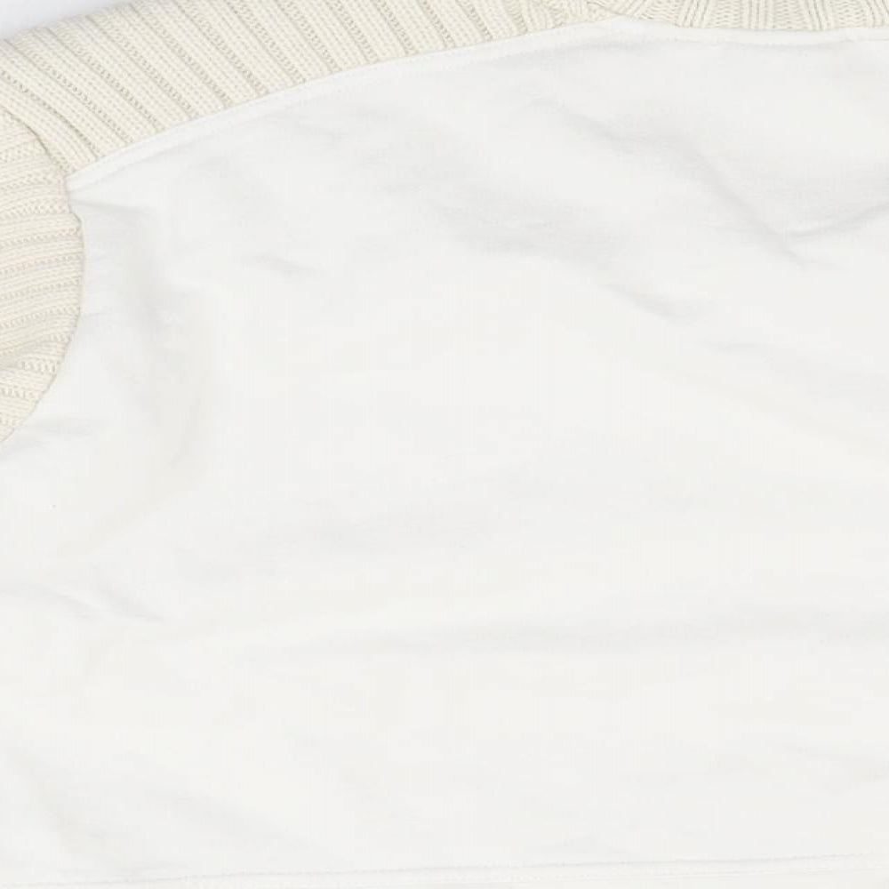 Zara Womens White Cotton Pullover Sweatshirt Size M Pullover