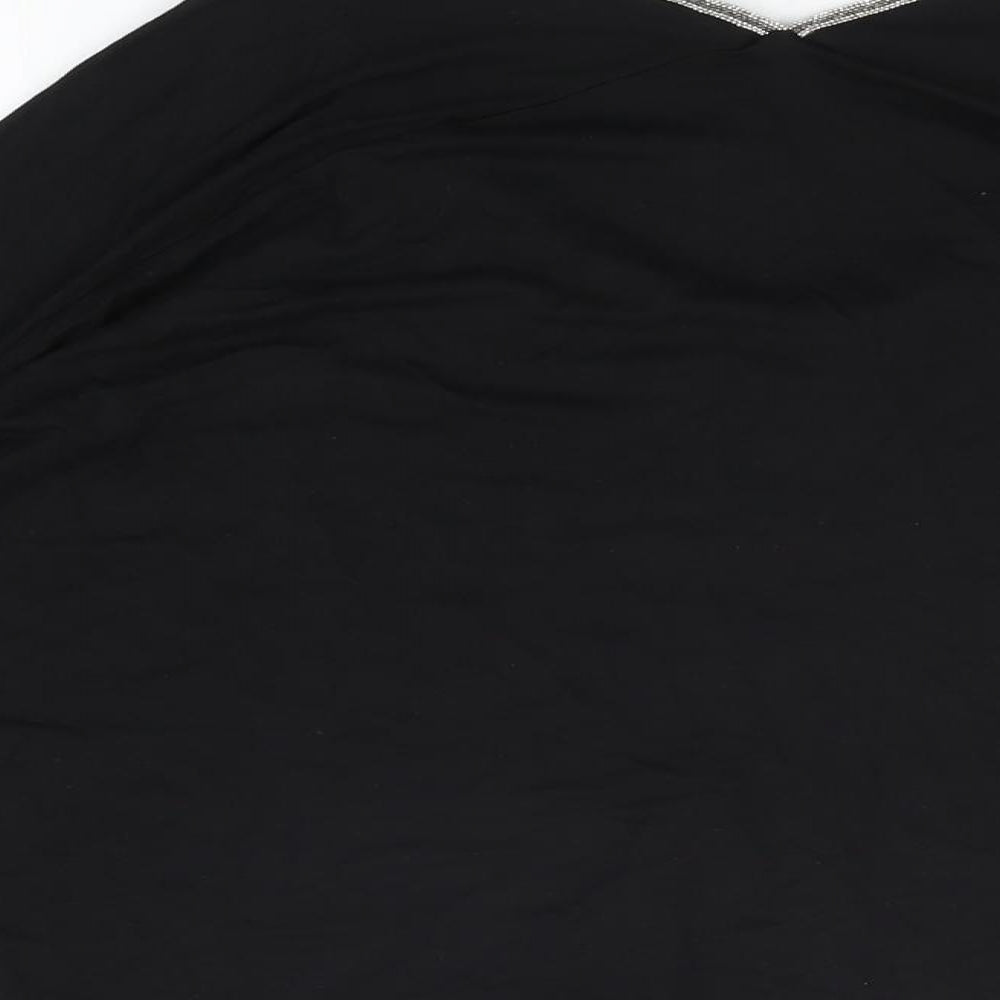NEXT Womens Black Viscose Basic T-Shirt Size 6 V-Neck