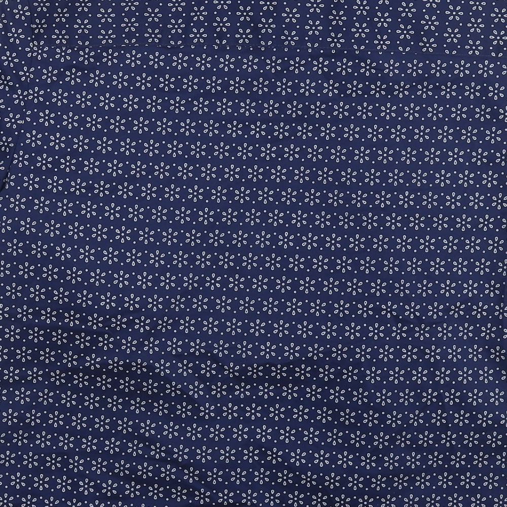 Marks & Spencer Womens Blue Floral Cotton Basic Button-Up Size 8 Collared
