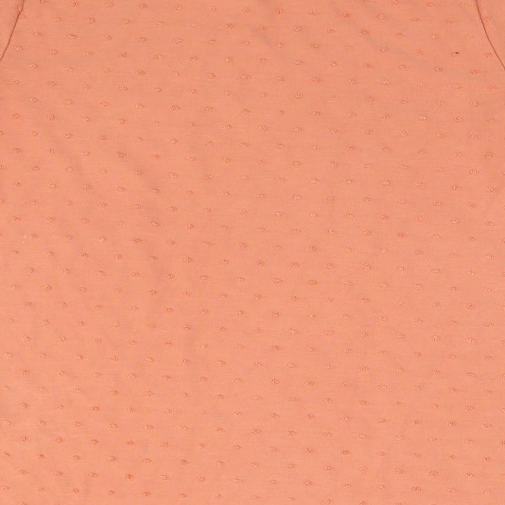 Marks & Spencer Womens Orange Polka Dot Viscose Basic T-Shirt Size 10 Round Neck
