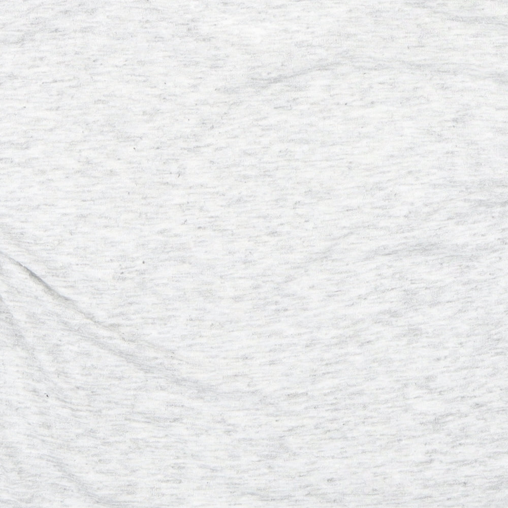Brand and care label for Savannah Miller women’s grey polyester basic t-shirt, size UK 8, boat neck