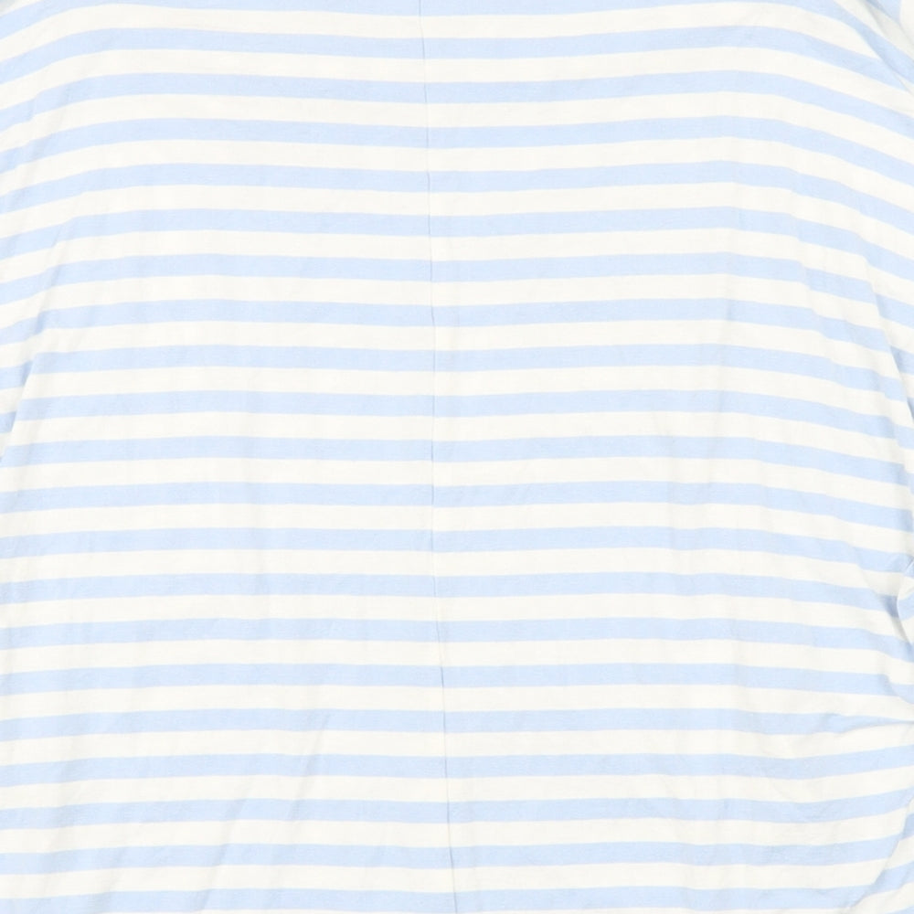 Phase Eight Womens Blue Striped Viscose Basic T-Shirt Size 18 Boat Neck