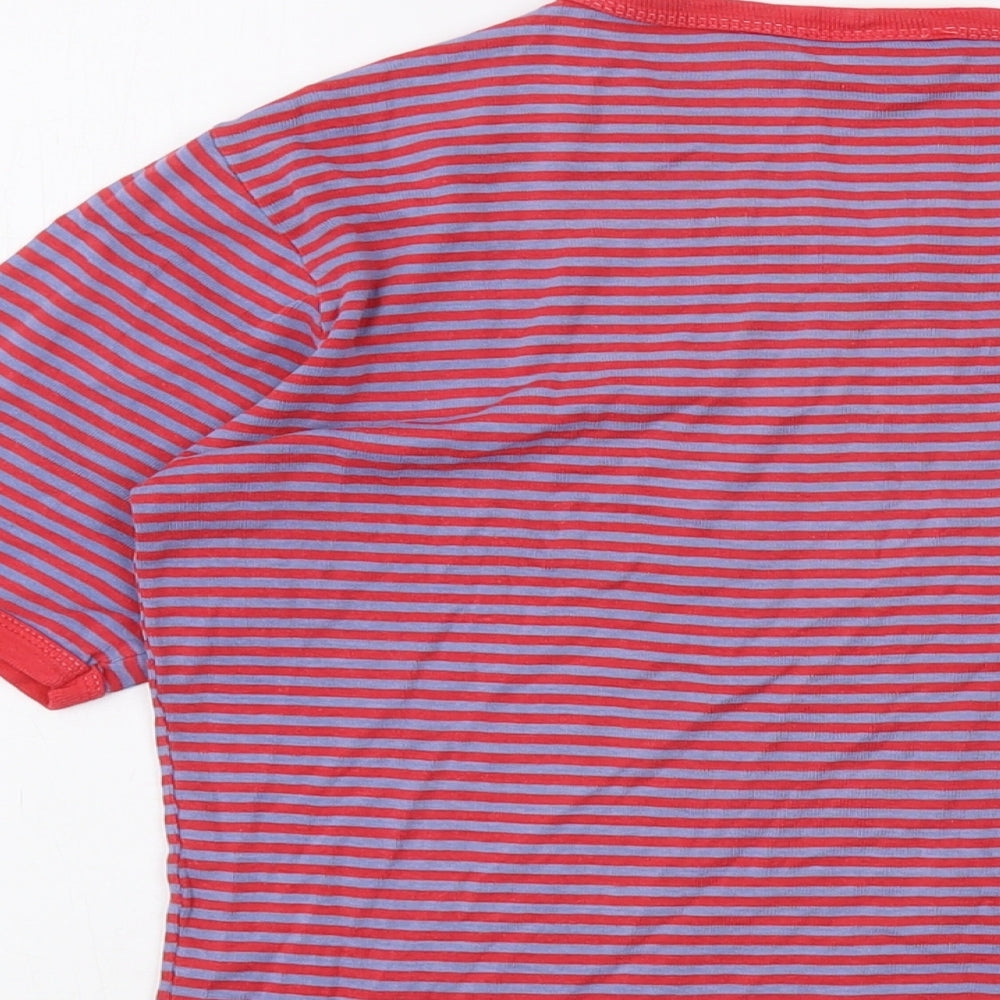 Sands Womens Red Striped Cotton Basic T-Shirt Size M Crew Neck