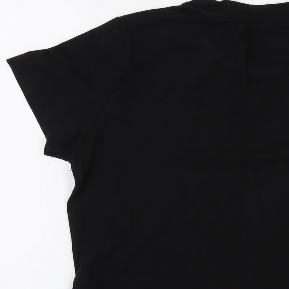 Joluvi Womens Black Cotton Basic T-Shirt Size M Crew Neck