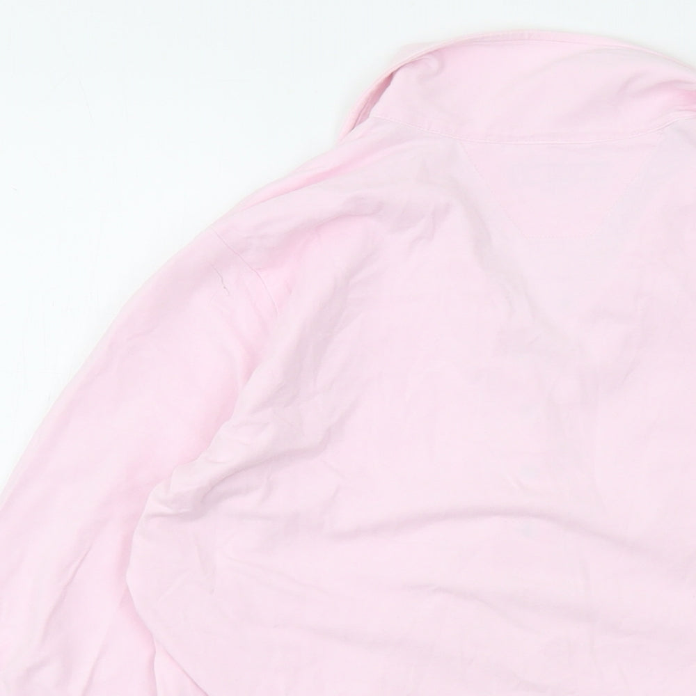 Rohnisch Womens Pink Cotton Basic T-Shirt Size L Collared