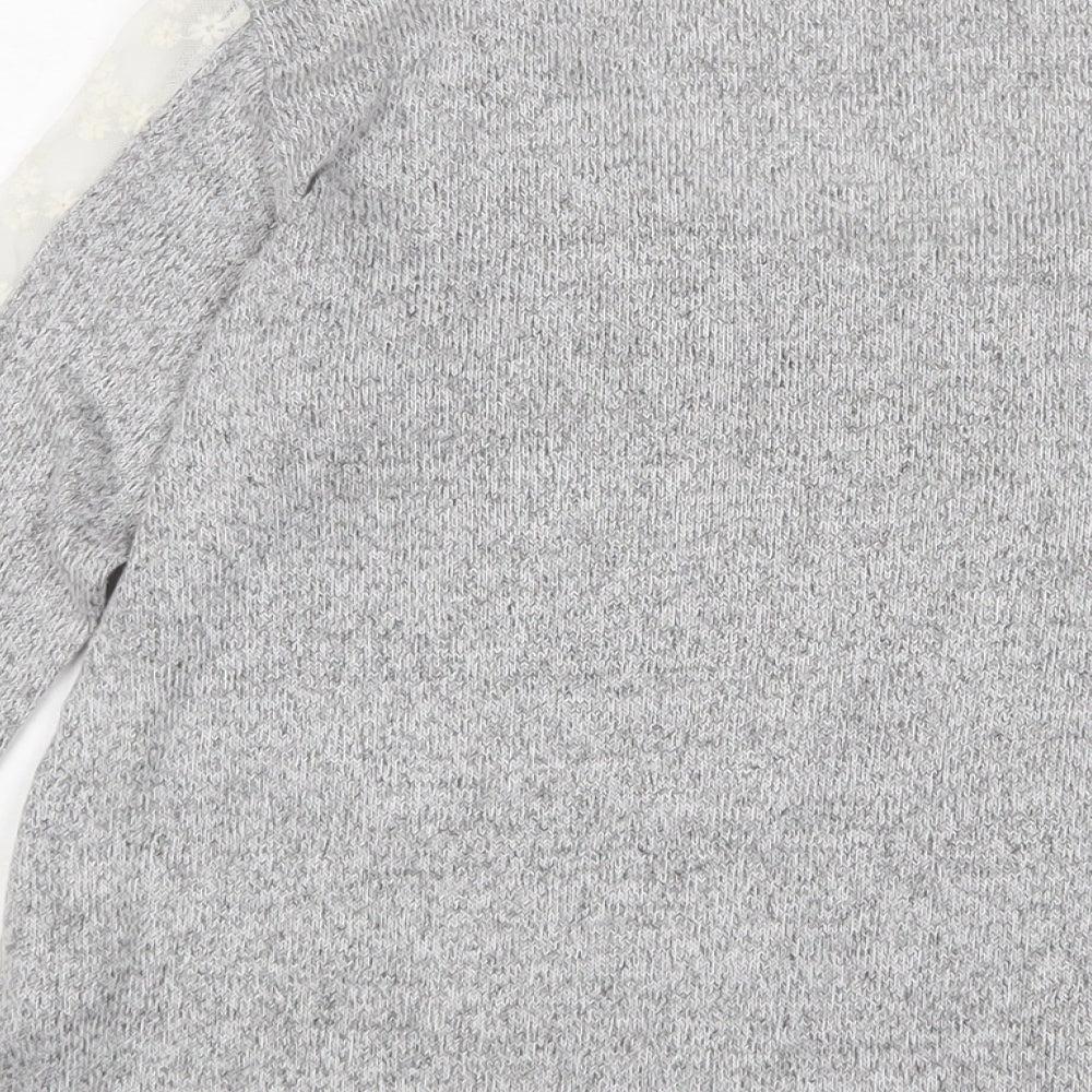 COIN 1804 Womens Grey Polyester Basic T-Shirt Size L Boat Neck