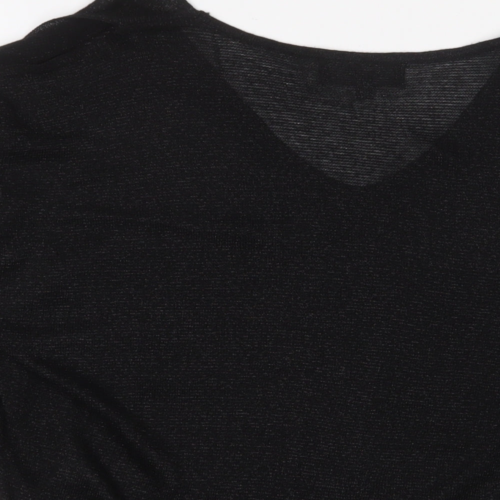 NEXT Womens Black V-Neck Viscose Pullover Jumper Size 12 - Cold Shoulder