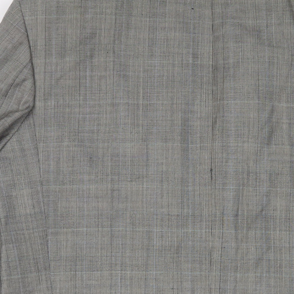 Marks & Spencer Mens Grey Plaid Wool Jacket Suit Jacket Size 42 Regular
