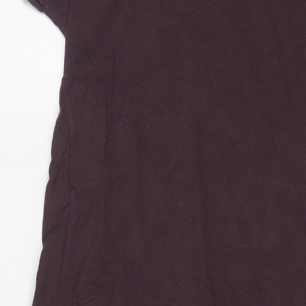 Marks & Spencer Womens Purple Cotton T-Shirt Dress Size 10 Crew Neck Pullover - Ruched