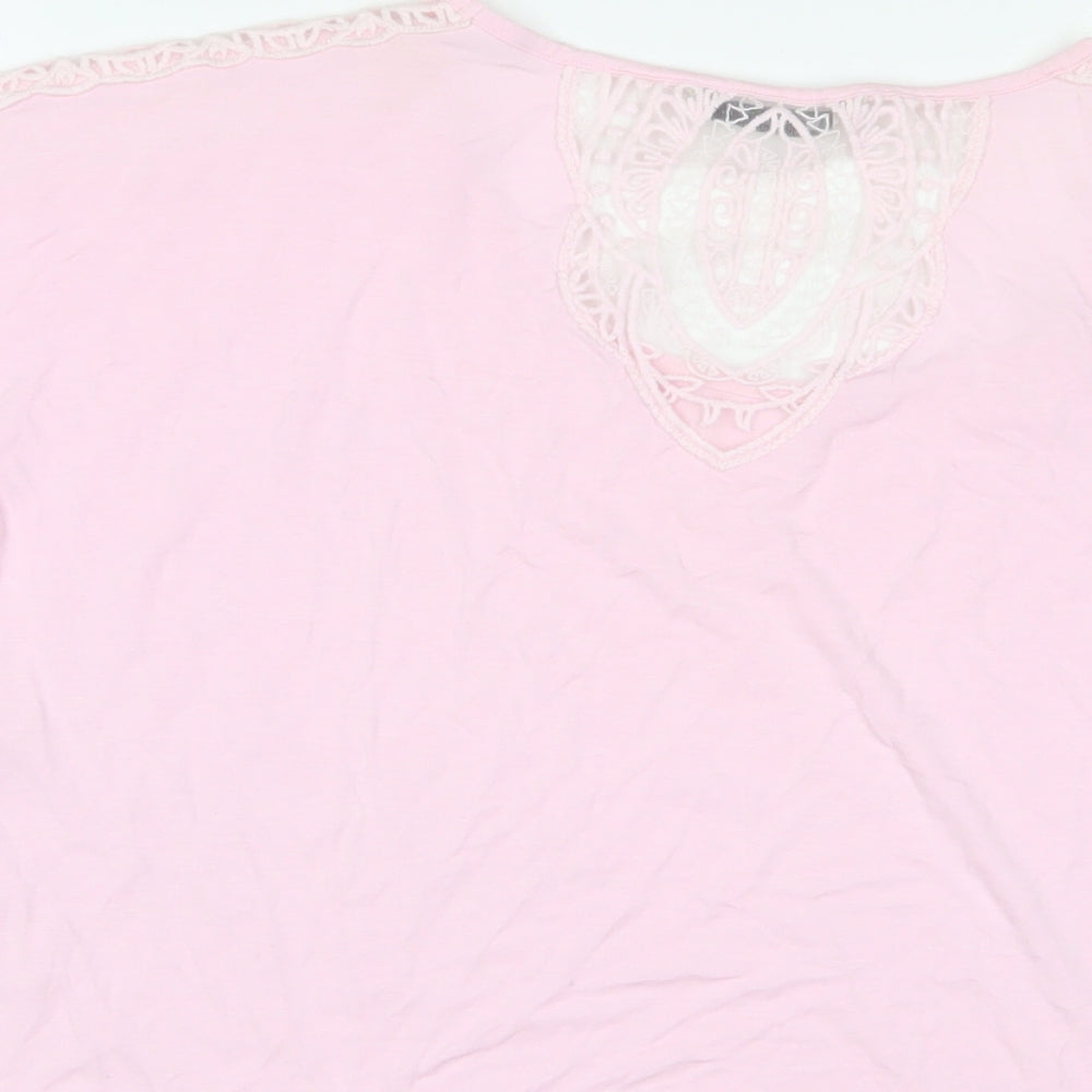 Marks & Spencer Womens Pink Viscose Basic T-Shirt Size 18 Scoop Neck