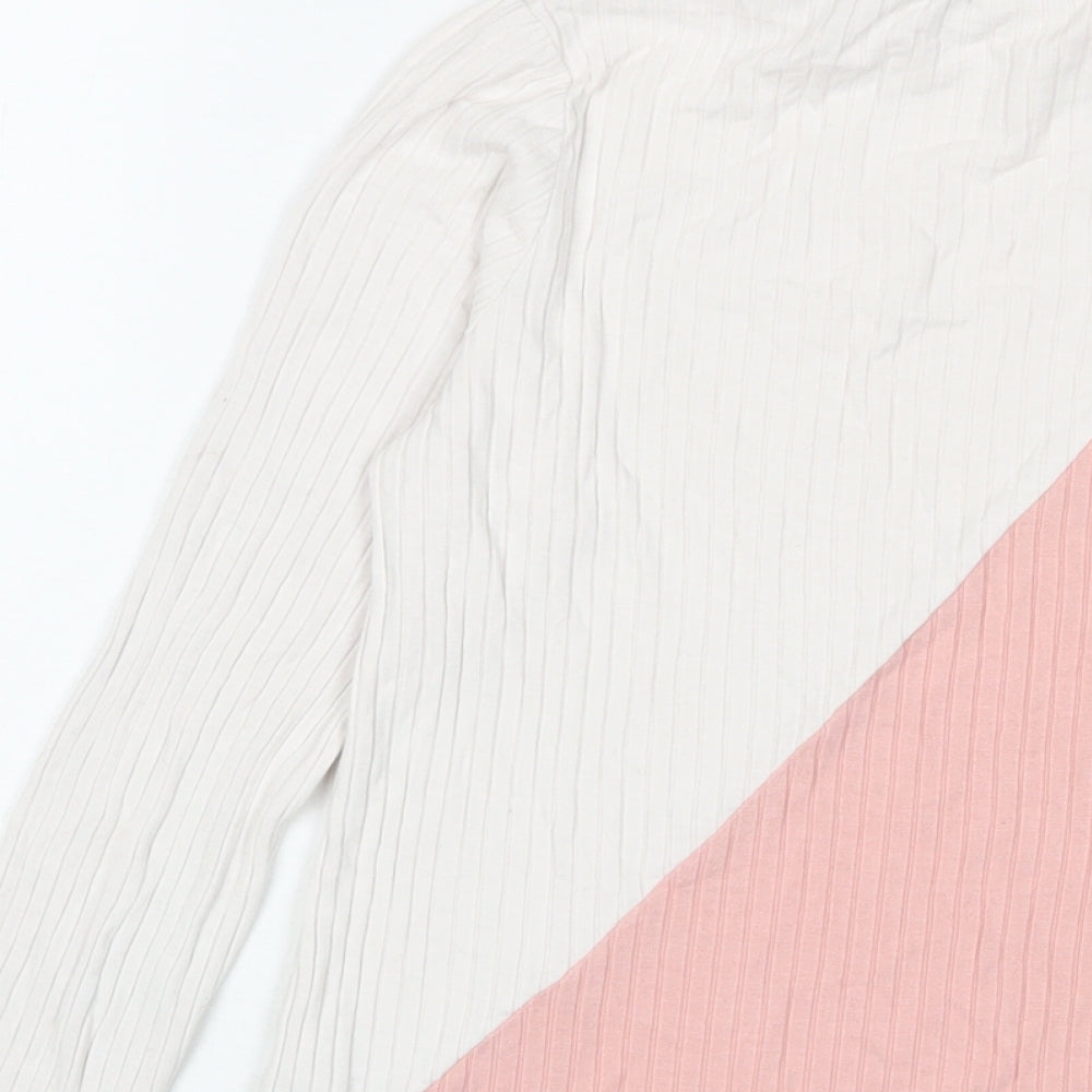 Select Womens Pink Viscose Basic T-Shirt Size 14 Roll Neck