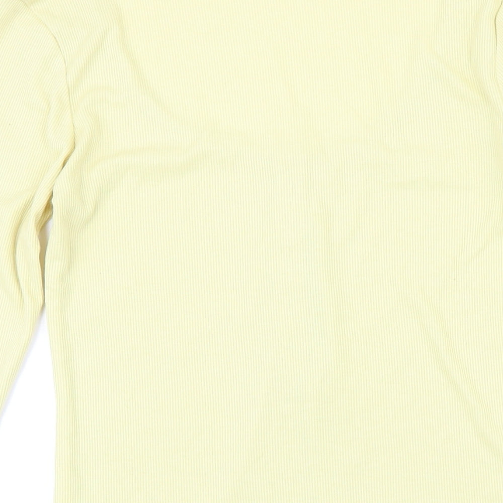 NA-KD Womens Yellow Polyester Basic T-Shirt Size S Scoop Neck