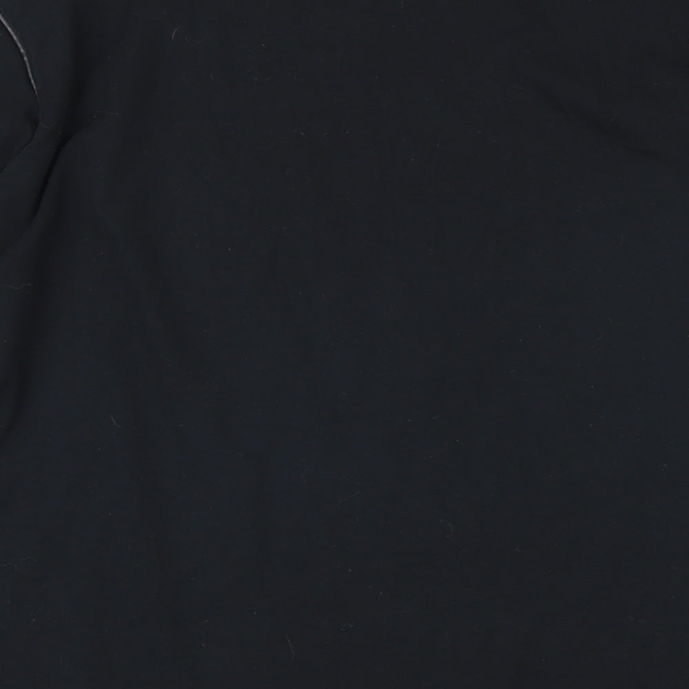 The Kooples Womens Black Polyester Tunic T-Shirt Size M Round Neck - Leather look trims