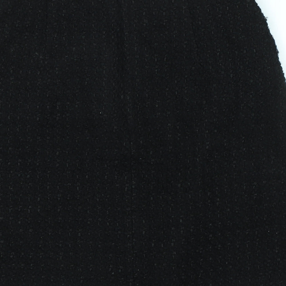 Marks & Spencer Womens Black Polyester A-Line Skirt Size 10 Zip