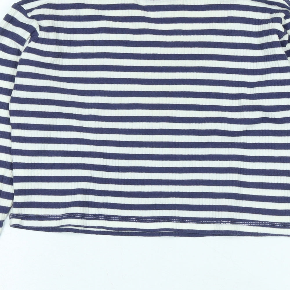 Topshop Womens Blue Cotton Basic T-Shirt Size 12 Scoop Neck