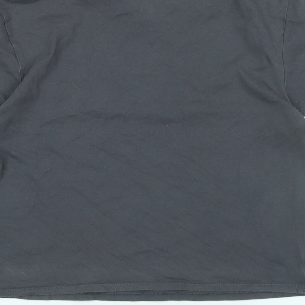 Divided Womens Grey Cotton Basic T-Shirt Size S Crew Neck