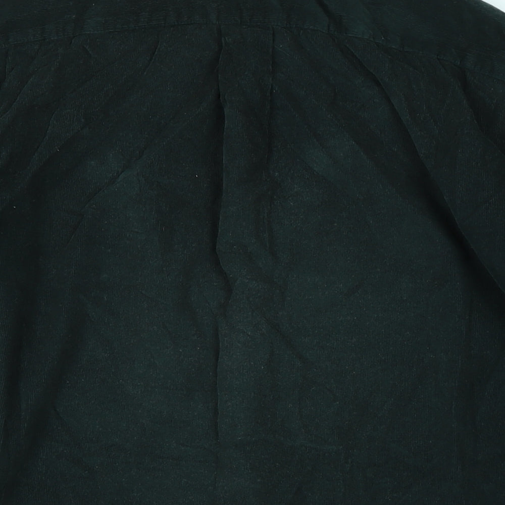 Blue Harbour Mens Green Cotton Button-Up Size M Collared Button
